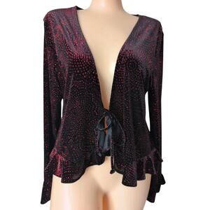 Velvet Tie Front‎ Ruffle Jacket 12 Y2K Fairy Grunge Whimsigoth Romantic Vintage
